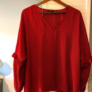 Red blouse unique sleeves